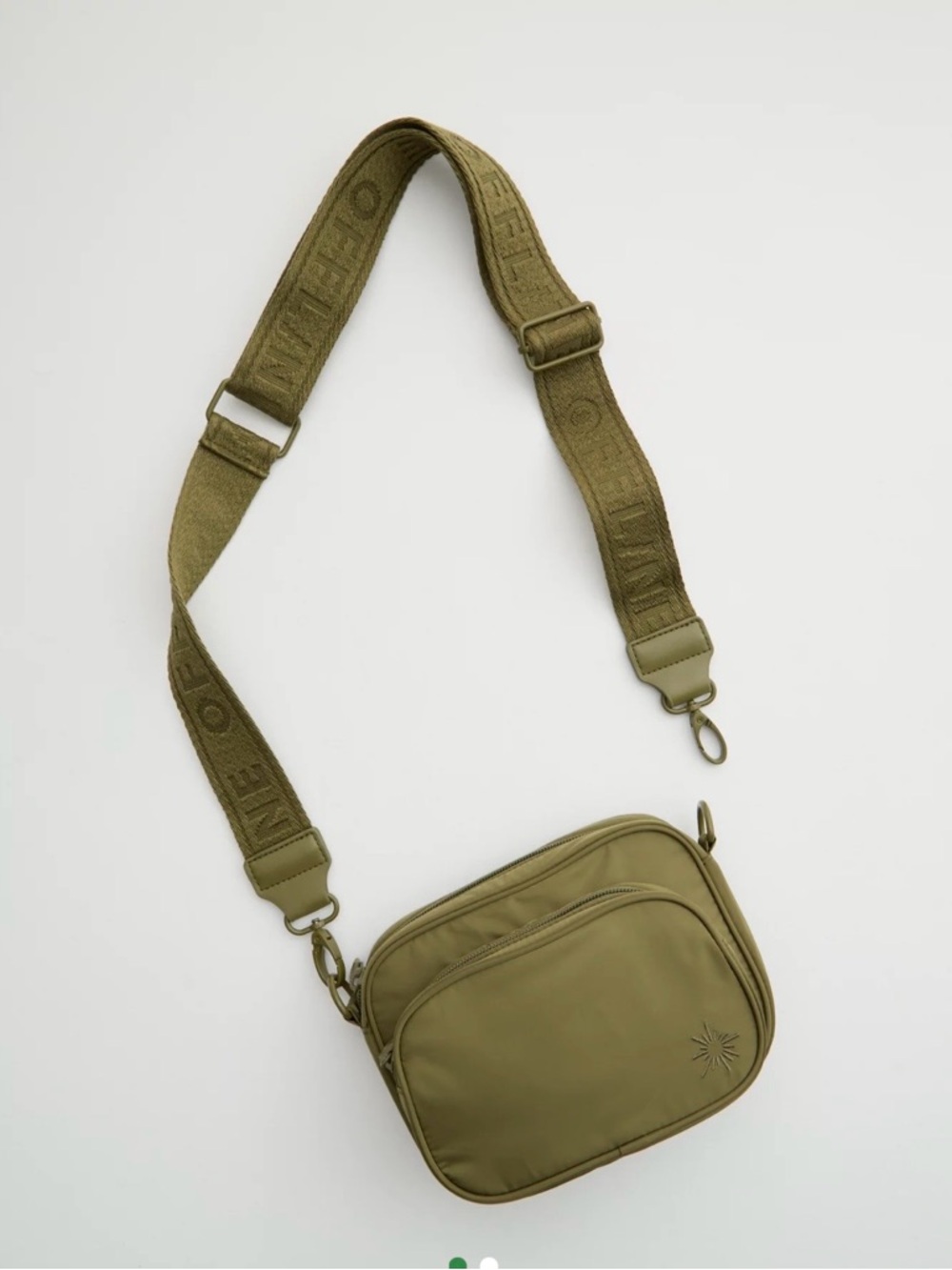 aerie Olive Green Crossbody Bag with Branded Strap